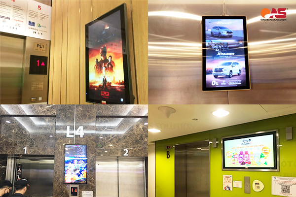 Màn hình quảng cáo trong thang máy truyền tải thông tin, hình ảnh sinh động.